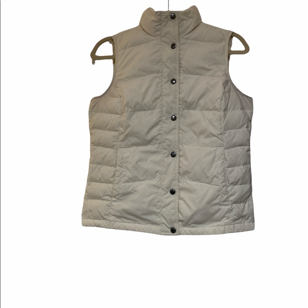 Lands’ End puffer vest button down 2 pockets w/snap closure white Size XSmall